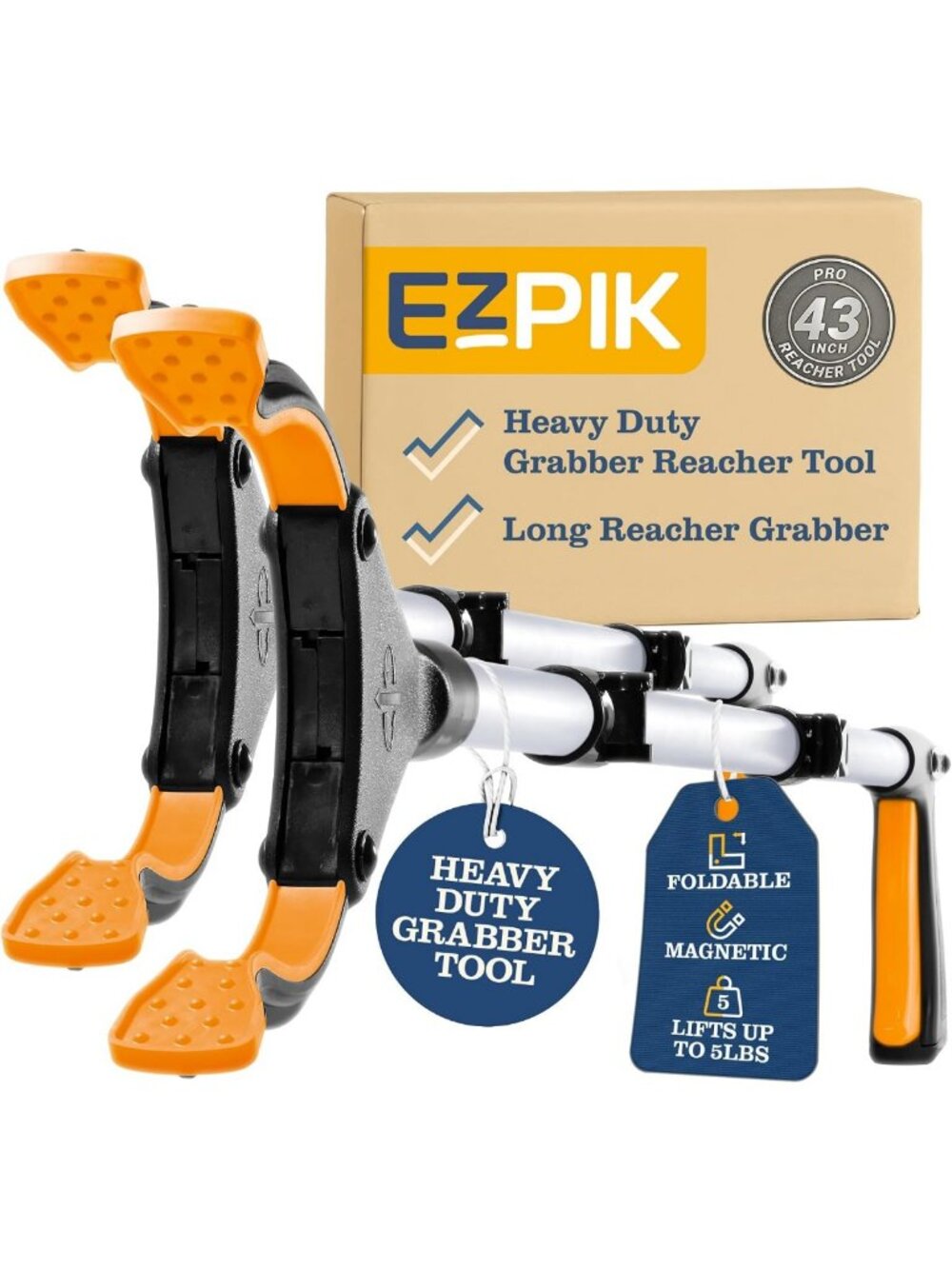 43” Foldable Grabber Tool for Seniors - Heavy Duty Reaching Aid & Trash Picker